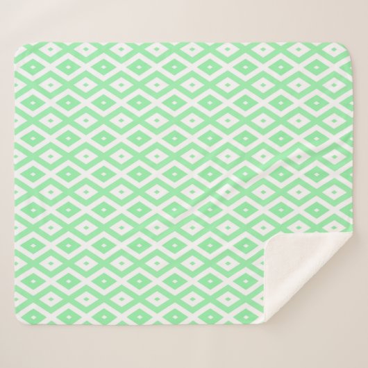 Couverture Sherpa Green and white diamond pattern (Devant (Horizontal))