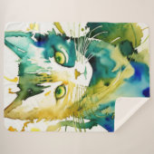 Couverture Sherpa Green Cat Sherpa Blanket (Devant (Horizontal))
