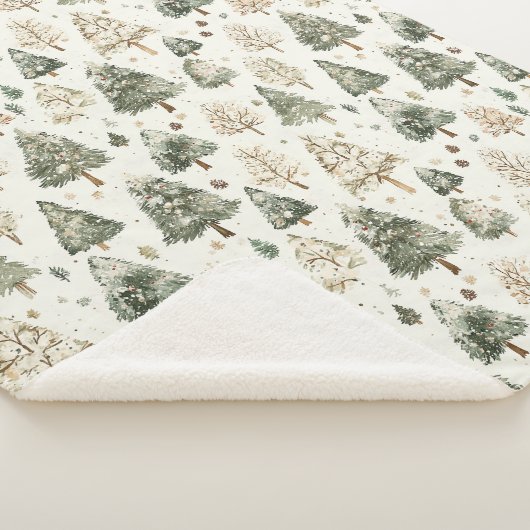 Couverture Sherpa Green Cream Christmas Trees (3/4)