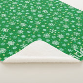 Couverture Sherpa Green Custom Name Modern Chic Élégant Snowflakes (3/4)