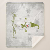 Couverture Sherpa Green Cute Snowman Holiday Sherpa Blanket (Devant)