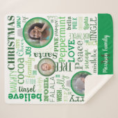 Couverture Sherpa Green Family Photos Joyeux Noël Sherpa Blanket (Devant (Horizontal))