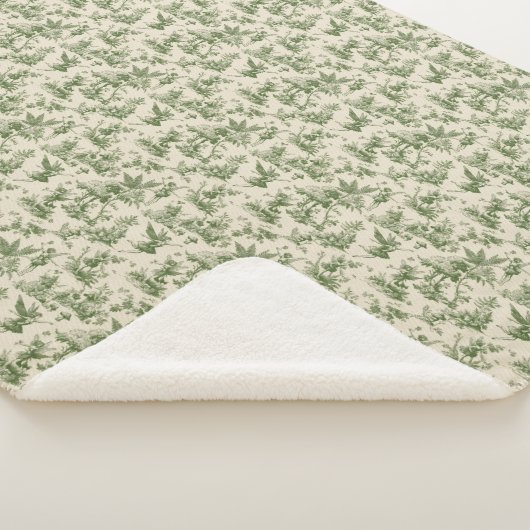 Couverture Sherpa Green Forest fairies Toile de Jouy Pattern (3/4)