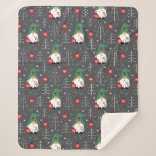 Couverture Sherpa Green Gnome Arbre de Noël Motif