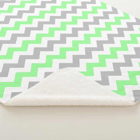 Couverture Sherpa Green & Grey Chevron (3/4)