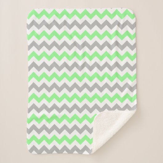 Couverture Sherpa Green & Grey Chevron (Devant)