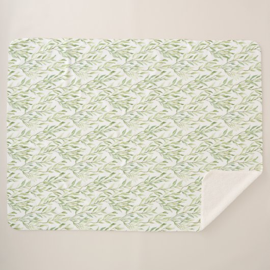 Couverture Sherpa Green Leaves (Devant (Horizontal))