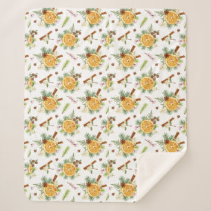 Couverture Sherpa Green Orange Joyful Christmas Holiday Cadeau