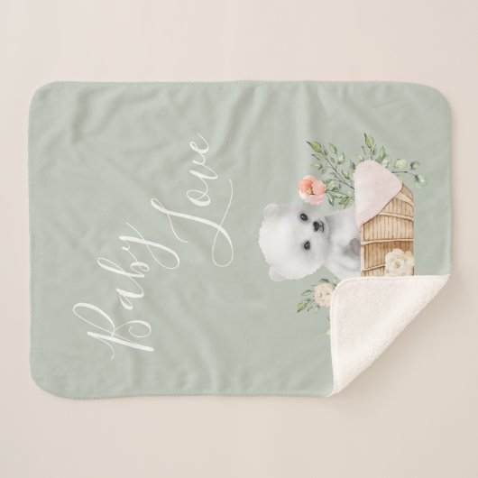 Couverture Sherpa Green Polar Ours Bébé amour (Devant (Horizontal))