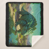 Couverture Sherpa Green Stegosaurus and Desert Pool (Devant)