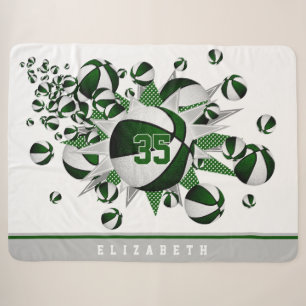 Couverture Sherpa green white girls salle de sport basketball stars