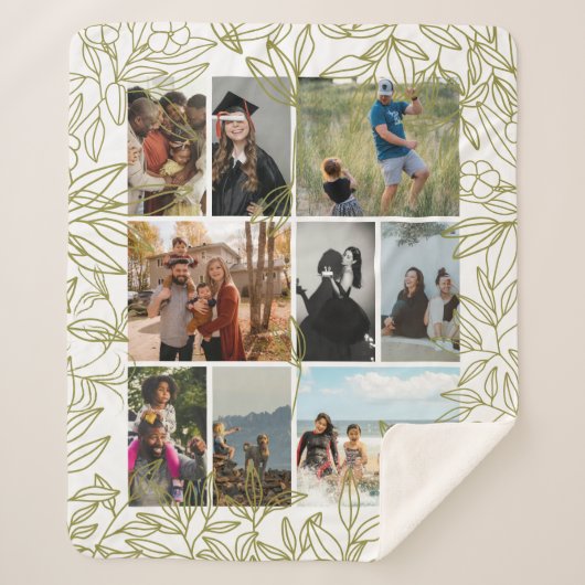 Couverture Sherpa Greenery 9 Photo Collage Personalized (Devant)
