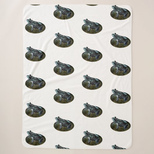 Couverture Sherpa Grenouille En Herbe Posée, Grande Blanche Sherpa (Devant)