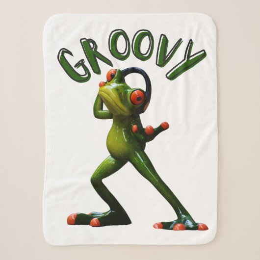 Couverture Sherpa Grenouille verte groovy (Devant)