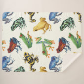 Couverture Sherpa Grenouilles sur blanc naturel (Devant (Horizontal))