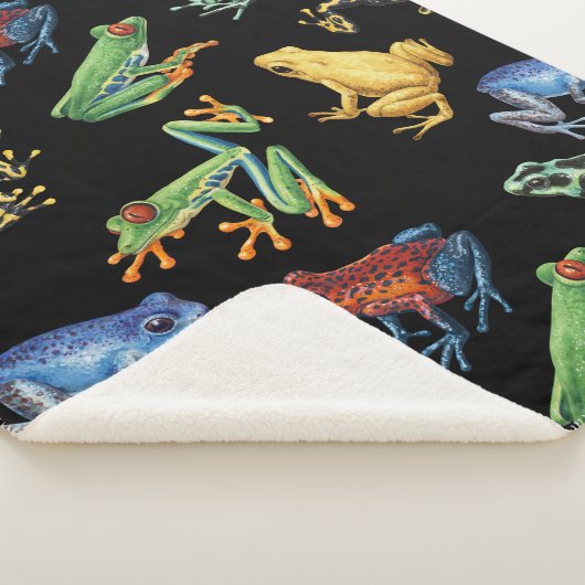 Couverture Sherpa Grenouilles sur noir (3/4)