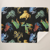 Couverture Sherpa Grenouilles sur noir (Devant (Horizontal))