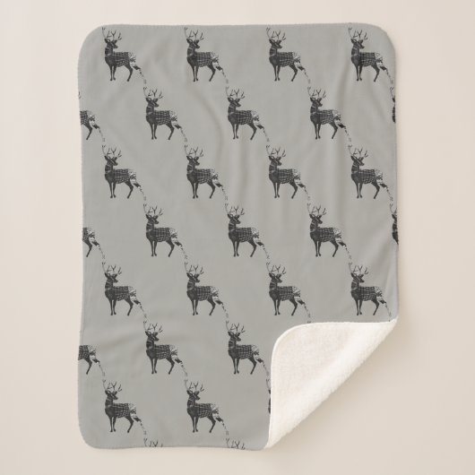Couverture Sherpa Grey Forest Nursery Deer Motif (Devant)