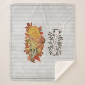 Couverture Sherpa Grey Thanksgiving Citrouilles et Squash (Devant)