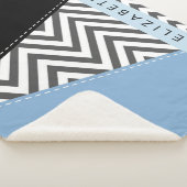 Couverture Sherpa Grey Zigzag, Grey Chevron, Bleu, Votre Nom (3/4)