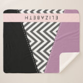 Couverture Sherpa Grey Zigzag, Grey Chevron, Purple, Votre Nom (Devant (Horizontal))