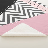 Couverture Sherpa Grey Zigzag, Grey Chevron, Rose, Votre Nom (3/4)