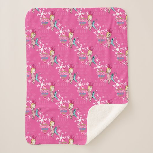 Couverture Sherpa Grille | Cindy-Lou Who Pink Motif de vacances (Devant)
