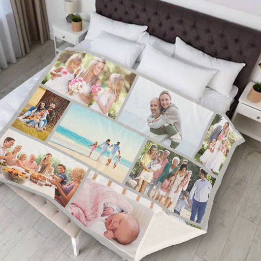 Couverture Sherpa Grille de maçonnerie 9 Collage photo gris clair