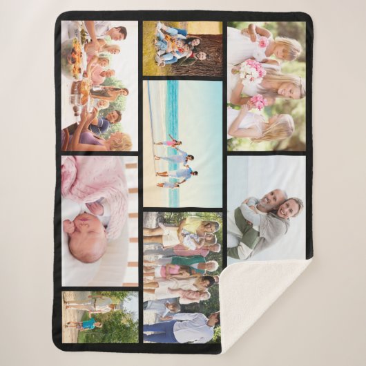 Couverture Sherpa Grille de maçonnerie 9 Photo Collage noir (Devant)