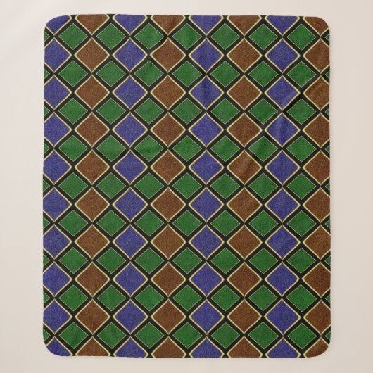 Couverture Sherpa Grille Diamant Arlequin : Harmonie Texturée (Devant)