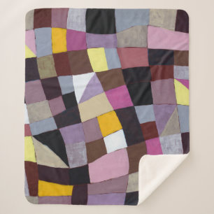 Couverture Sherpa Grille Irrégulière : Peinture Abstraite Violet-Jau