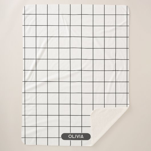Couverture Sherpa Grille noir et blanc (Devant)