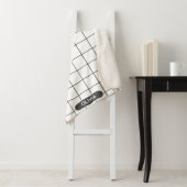 Couverture Sherpa Grille noir et blanc (En situation)