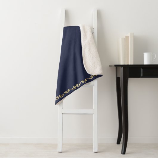 Couverture Sherpa Grille Sherpa-Princesse Bleu & Or (En situation)