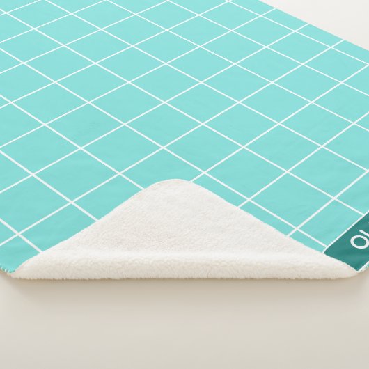 Couverture Sherpa Grille Turquoise et blanche (3/4)