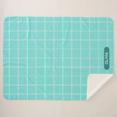 Couverture Sherpa Grille Turquoise et blanche (Devant (Horizontal))