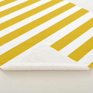 Couverture Sherpa Grilles verticales jaunes et blanches de moutarde