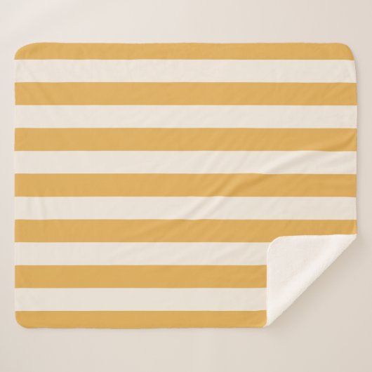 Couverture Sherpa Grilles Verticales Moutarde Jaune Et Blanc Gratté (Devant (Horizontal))