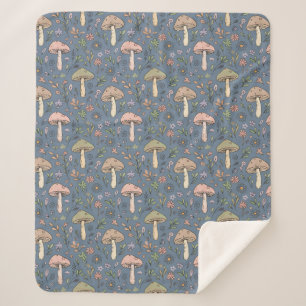 Couverture Sherpa Gris Ardoise Profond Champignons Fungi Moderne Lux
