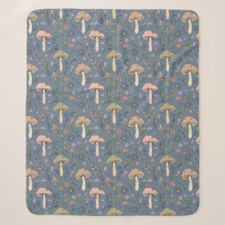Couverture Sherpa Gris Ardoise Profond Champignons Fungi Moderne Lux