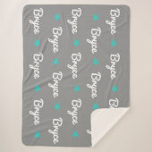 Couverture Sherpa Gris avec étoiles bleues Nom répétitif (Devant)
