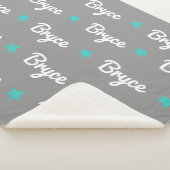 Couverture Sherpa Gris avec étoiles bleues Nom répétitif (3/4)