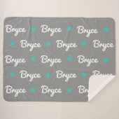 Couverture Sherpa Gris avec étoiles bleues Nom répétitif (Devant (Horizontal))