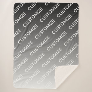 Couverture Sherpa Gris (couleur changeable) Ombre & Motif de texte