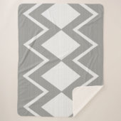 Couverture Sherpa Gris et blanc Abstrait Chevron Diamants modernes (Devant)