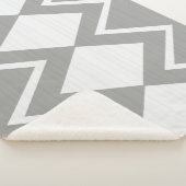 Couverture Sherpa Gris et blanc Abstrait Chevron Diamants modernes (3/4)