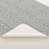 Couverture Sherpa Gris et blanc Abstrait moderne Random Herringbone (3/4)