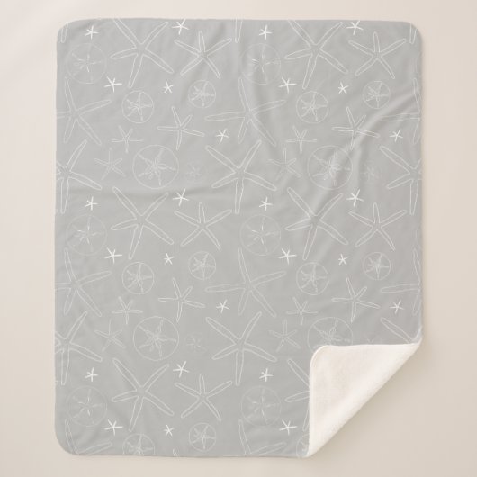 Couverture Sherpa Gris et blanc Starfish & Sand Dollar Sherpa Blanke (Devant)