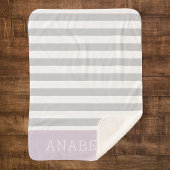 Couverture Sherpa Gris et rayures Lilac Monogramme | Couleurs modifi