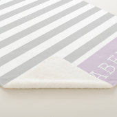 Couverture Sherpa Gris et rayures Lilac Monogramme | Couleurs modifi (3/4)